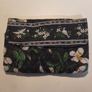 Quilted Clutch/Handbag with Floral and Bird Design. Wallet Included.